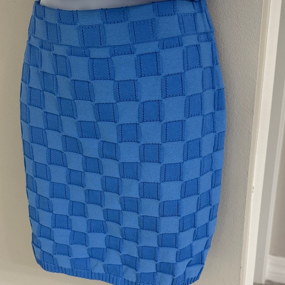 Solid and Striped French Blue Basketweave Knit Two-Piece Set - Picture 4 of 7